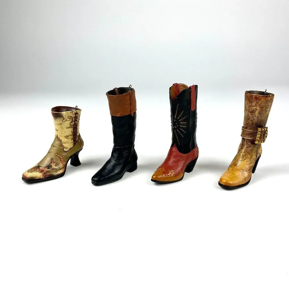 VTG JC Penney Mini Shoe Ornaments Women’s Casual Boot Set of 4 NIB Resin Boots - Picture 1 of 12